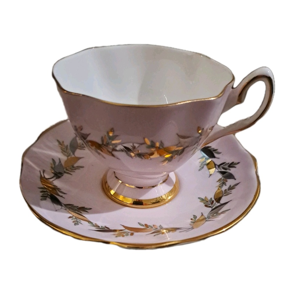 Pink Salisbury Bone China Teacup And Saucer Pink Gold